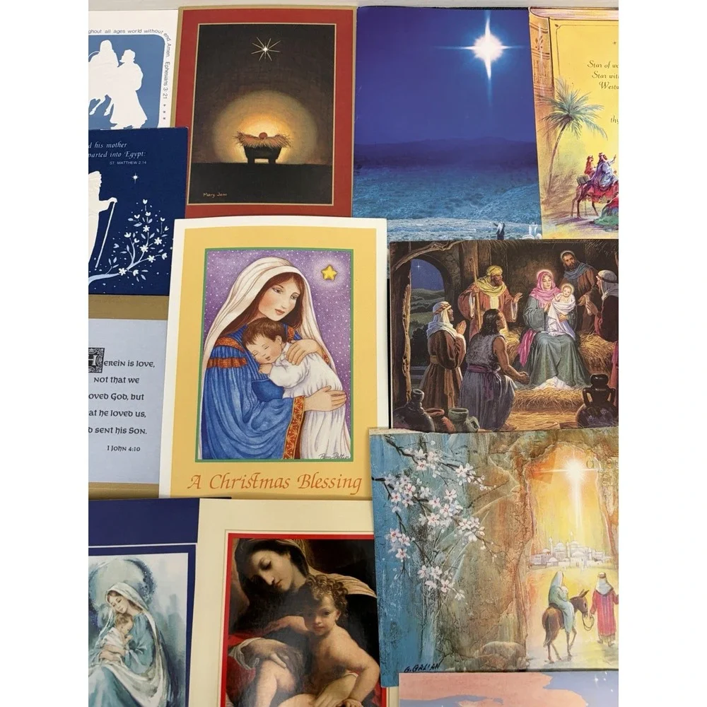 Vintage Christmas Cards Fronts ONLY Nativity Scrapbooking Crafts Lot of 50+
